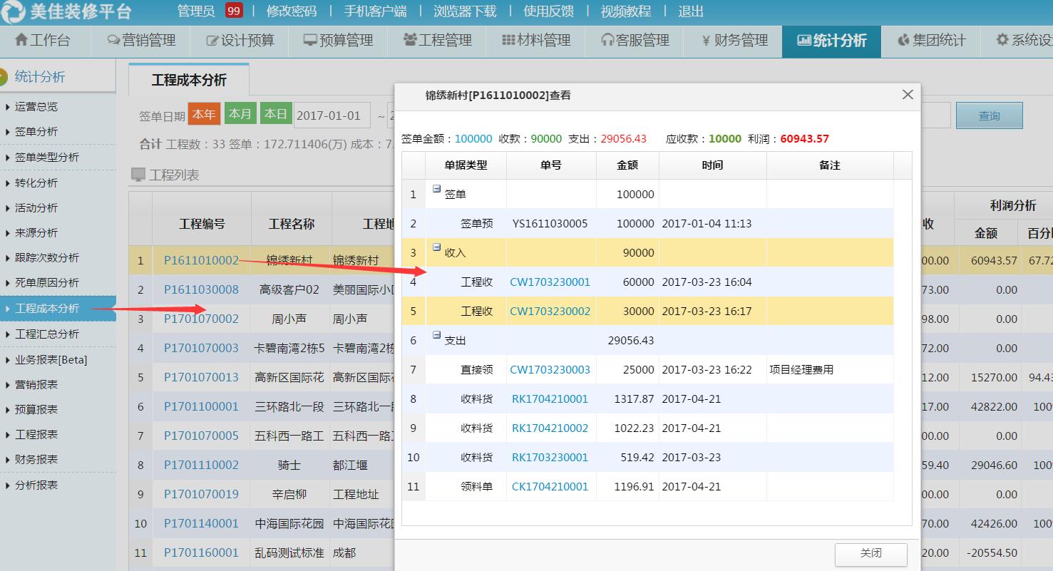 工程收支統(tǒng)計